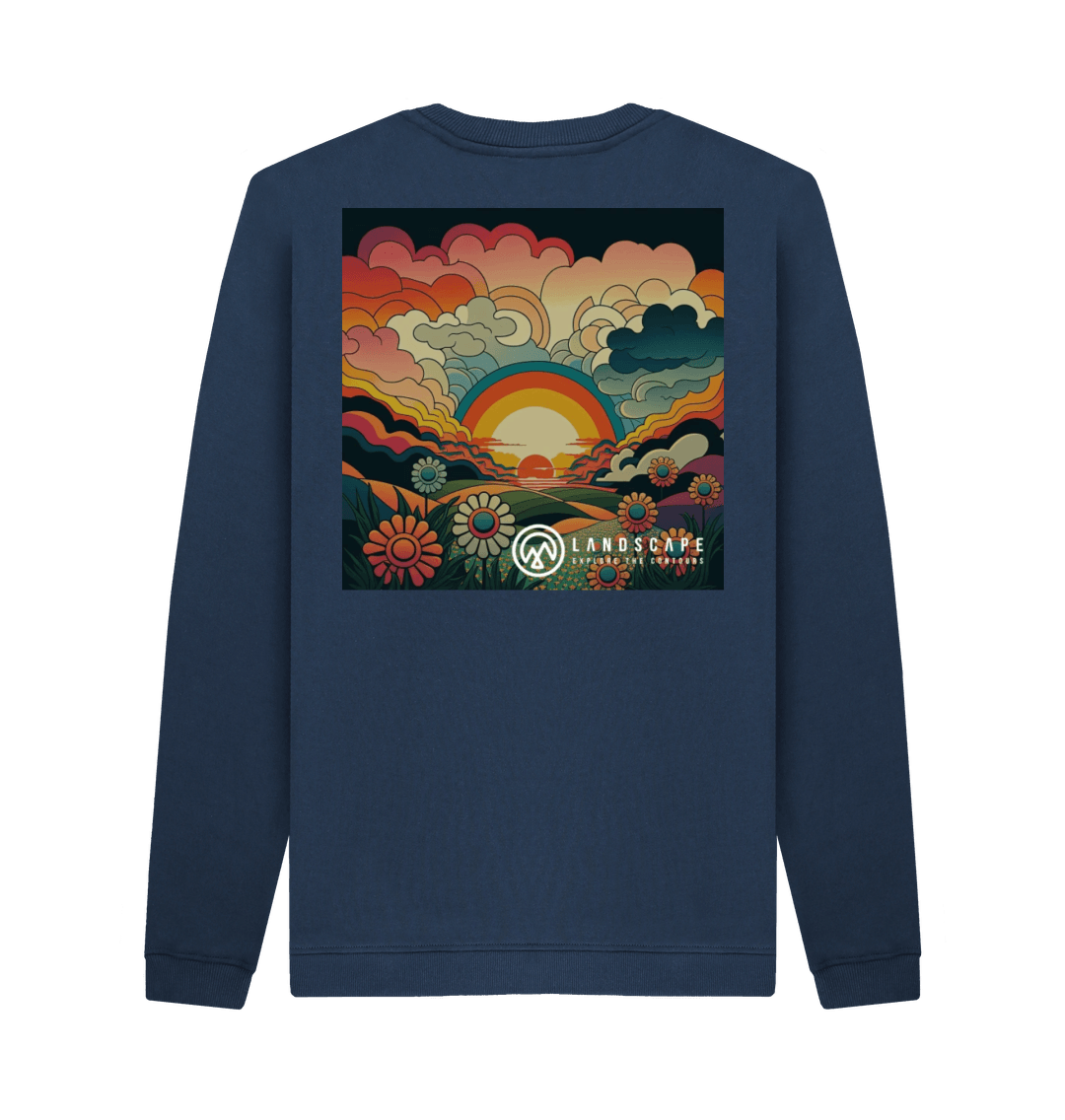 Navy Blue Printed Sweater Back