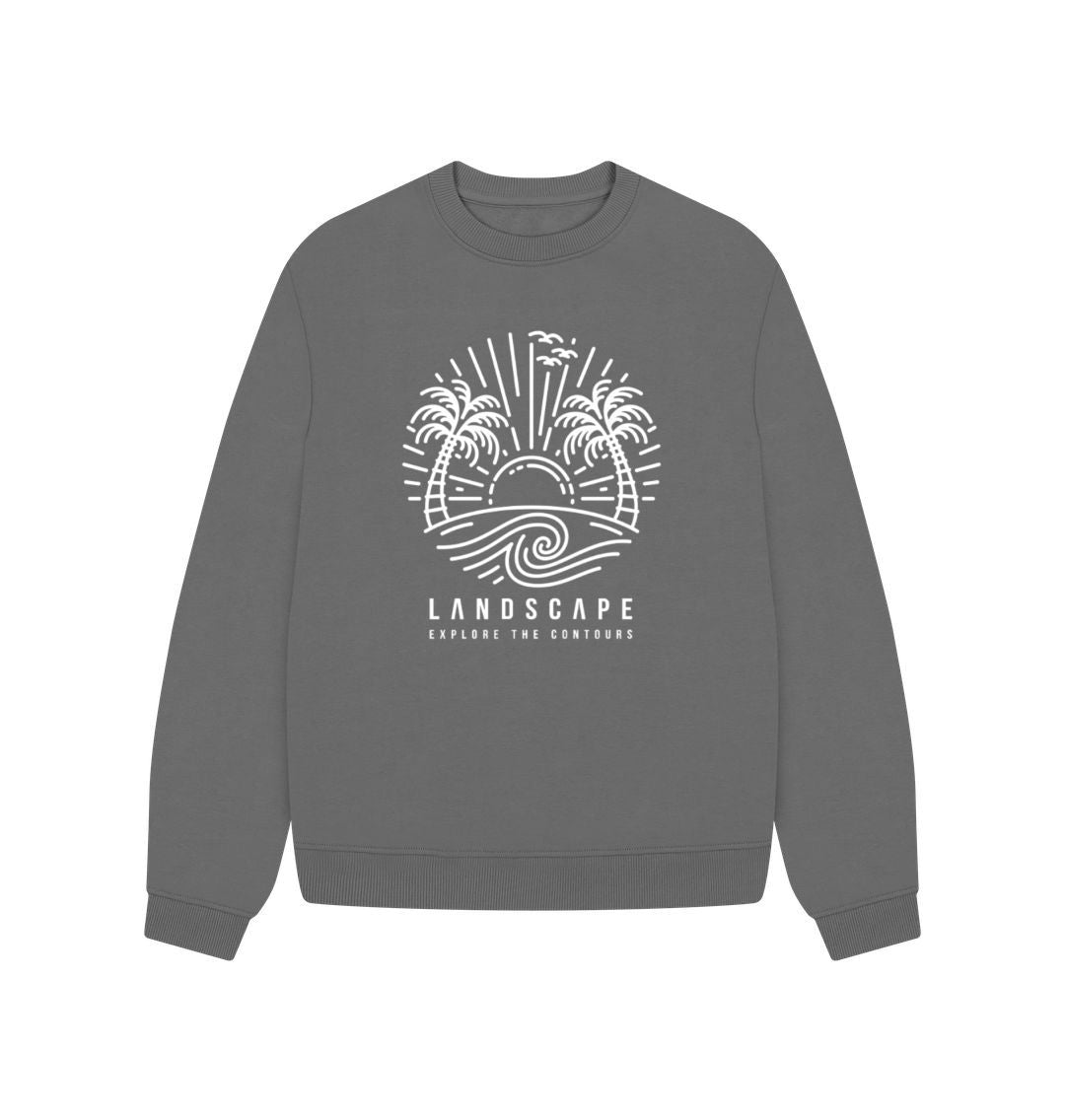 Slate Grey LANDSCAPE Sun Sea & Peace Women's Oversized Jumper