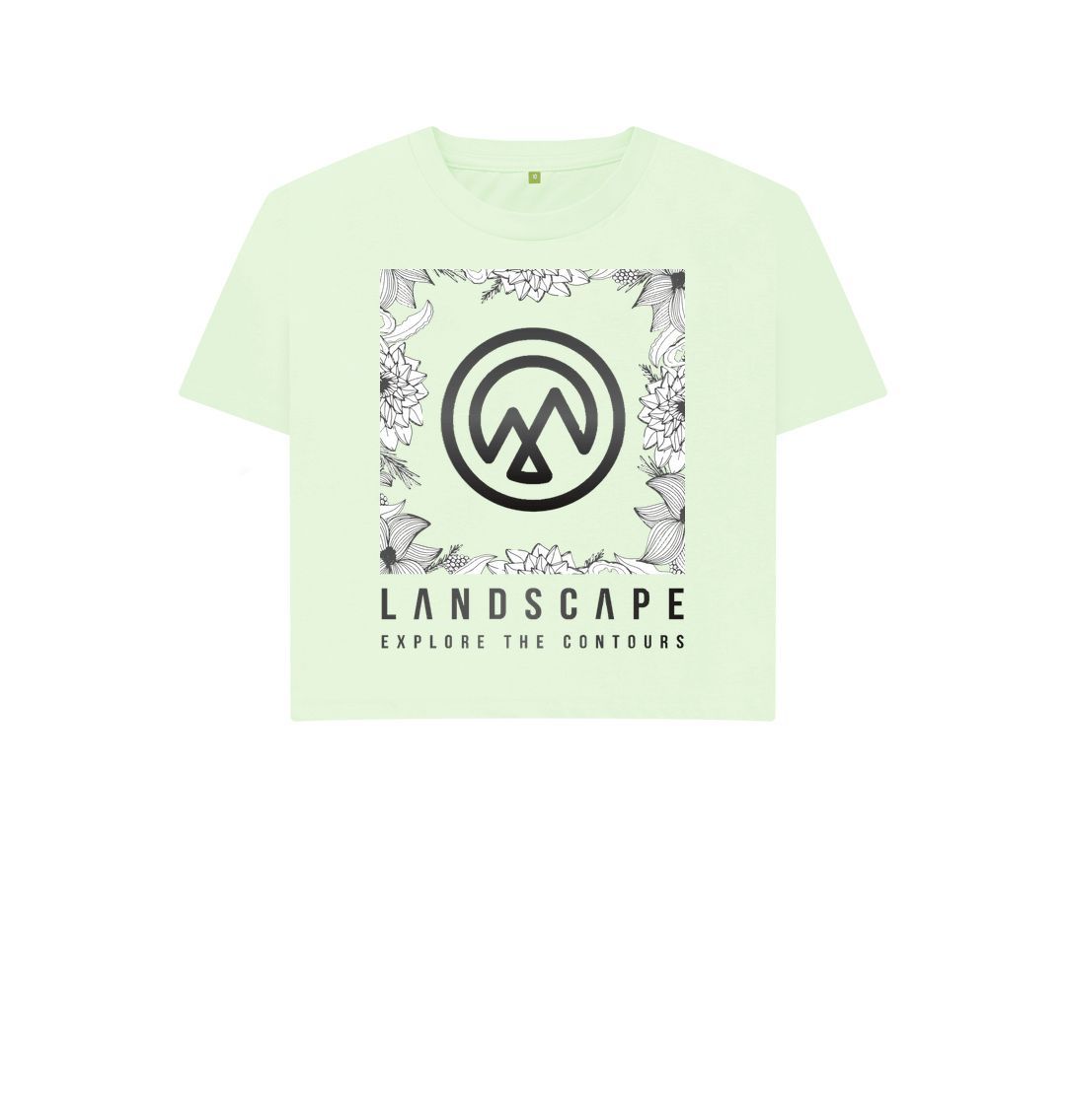 Pastel Green LANDSCAPE Womens Floral Boxy Recyclable T Shirt