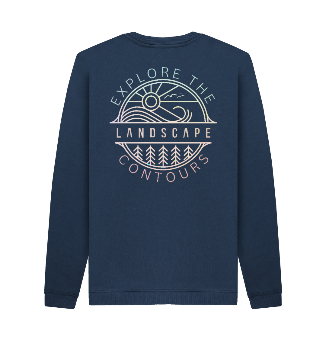 Navy Blue Printed Sweater Back