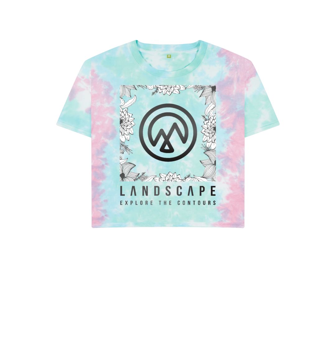 Pastel Tie Dye LANDSCAPE Womens Floral Boxy Recyclable T Shirt