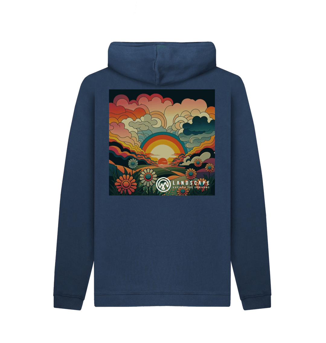 Navy Printed Hoody Back