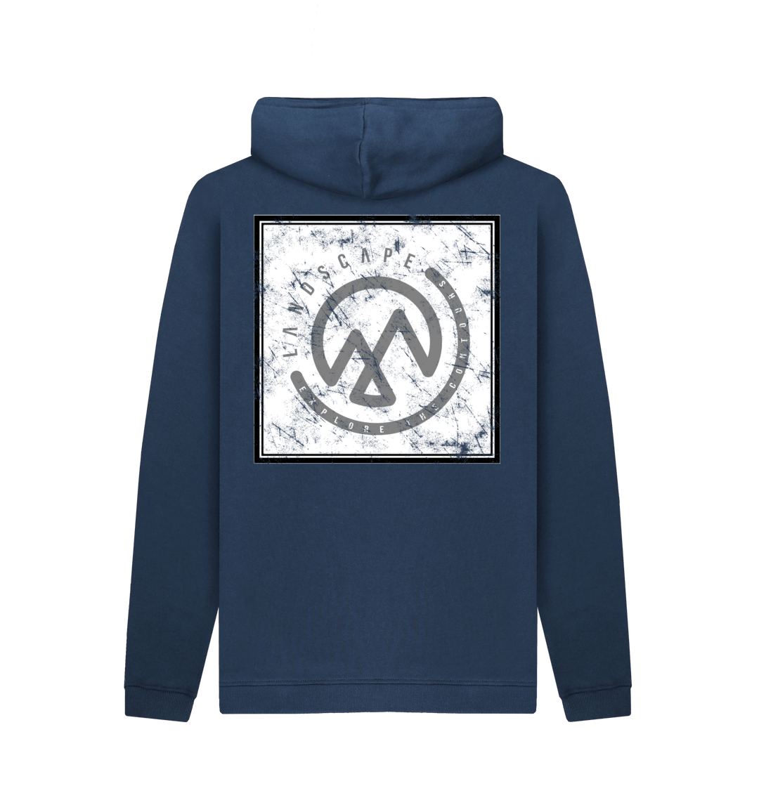 Navy Printed Hoody Back